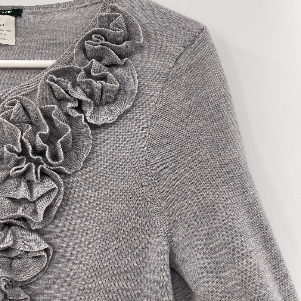 J. Crew Gray Ruffle-Front Cardigan - Picture 5 of 9